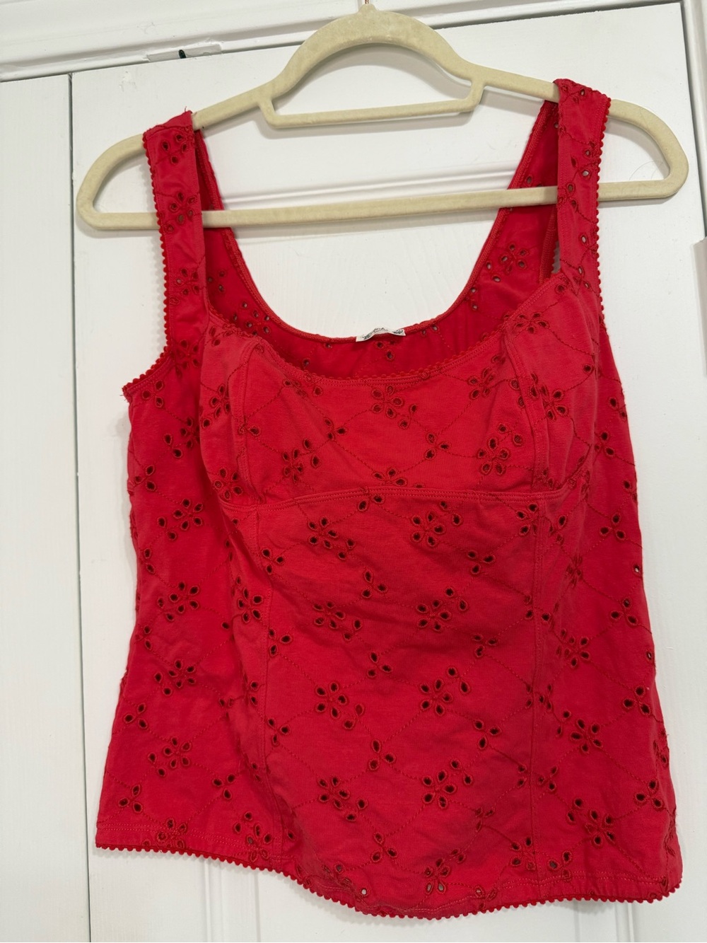 Free People Full Bloom Eyelet Cami in Poppy Red